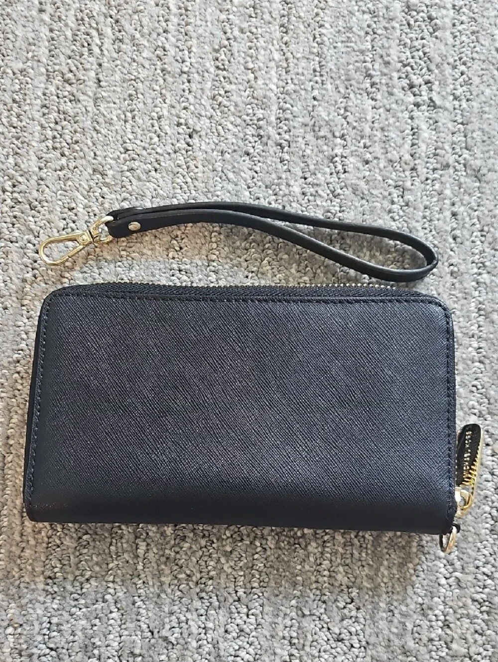 Michael Kors Black Saffiano Leather Wristlet Wallet with Gold Hardware